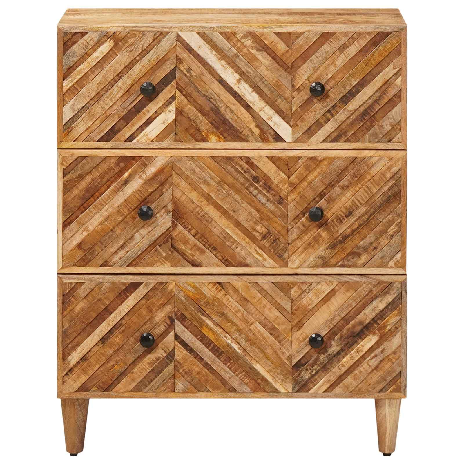 Armoire de rangement en bois de manguier marron 60 x 33,5 x 75 cm avec tiroir et poignées en laiton, armoire polyvalente moderne pour la maison, le bureau, la cave et le couloir pour un