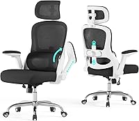 Vista 14 de Silla de oficina ergonómica, sillas de escritorio para computadora cómodas, silla de juegos de respaldo alto de malla con soporte lumbar ajustable