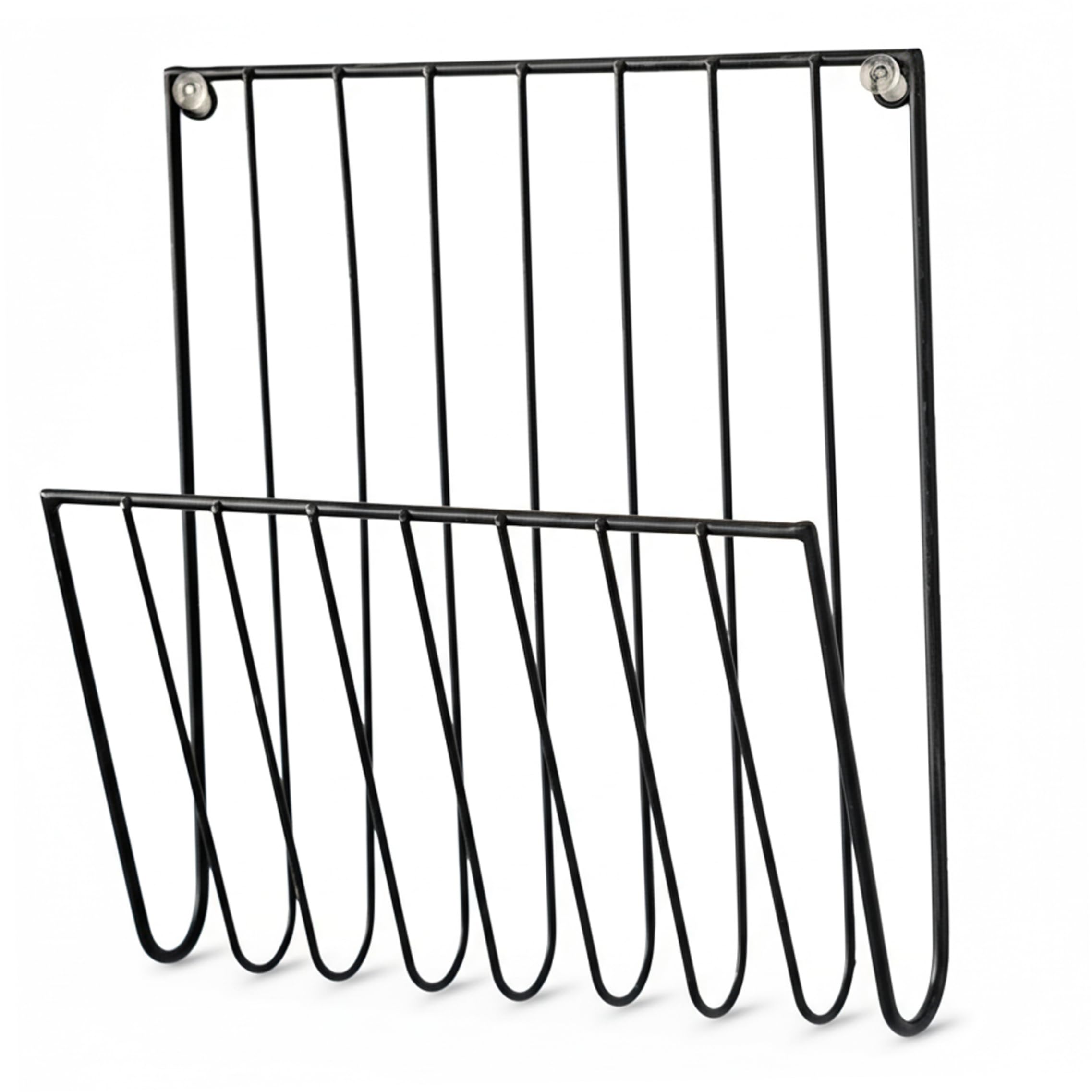 Ameble Magazine Rack Wall Mounted Magazine Rack Black Iron Letter Holder Sturdy Space saving Organizer For Home Bedroom Study & Living Room