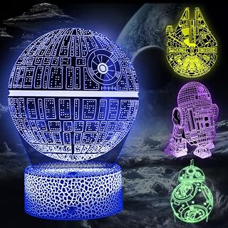 3D Illusion Lamp, LED Night Lights with 16 Color Changes and Remote Control, Christmas Birthday Gifts for Kids Boys Men Fans