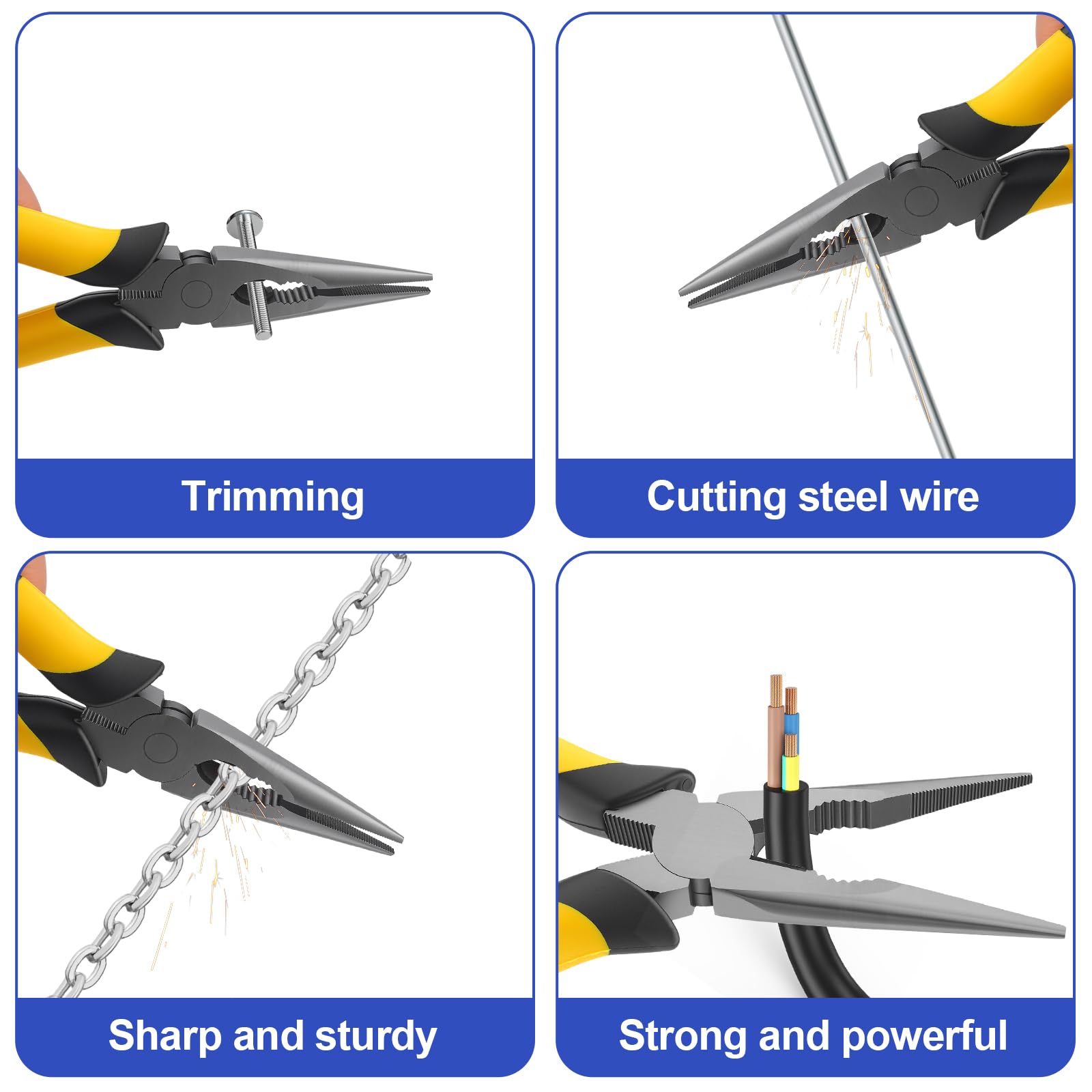 Wiojided 8" Needle-Nose Pliers - Precision Grip -5