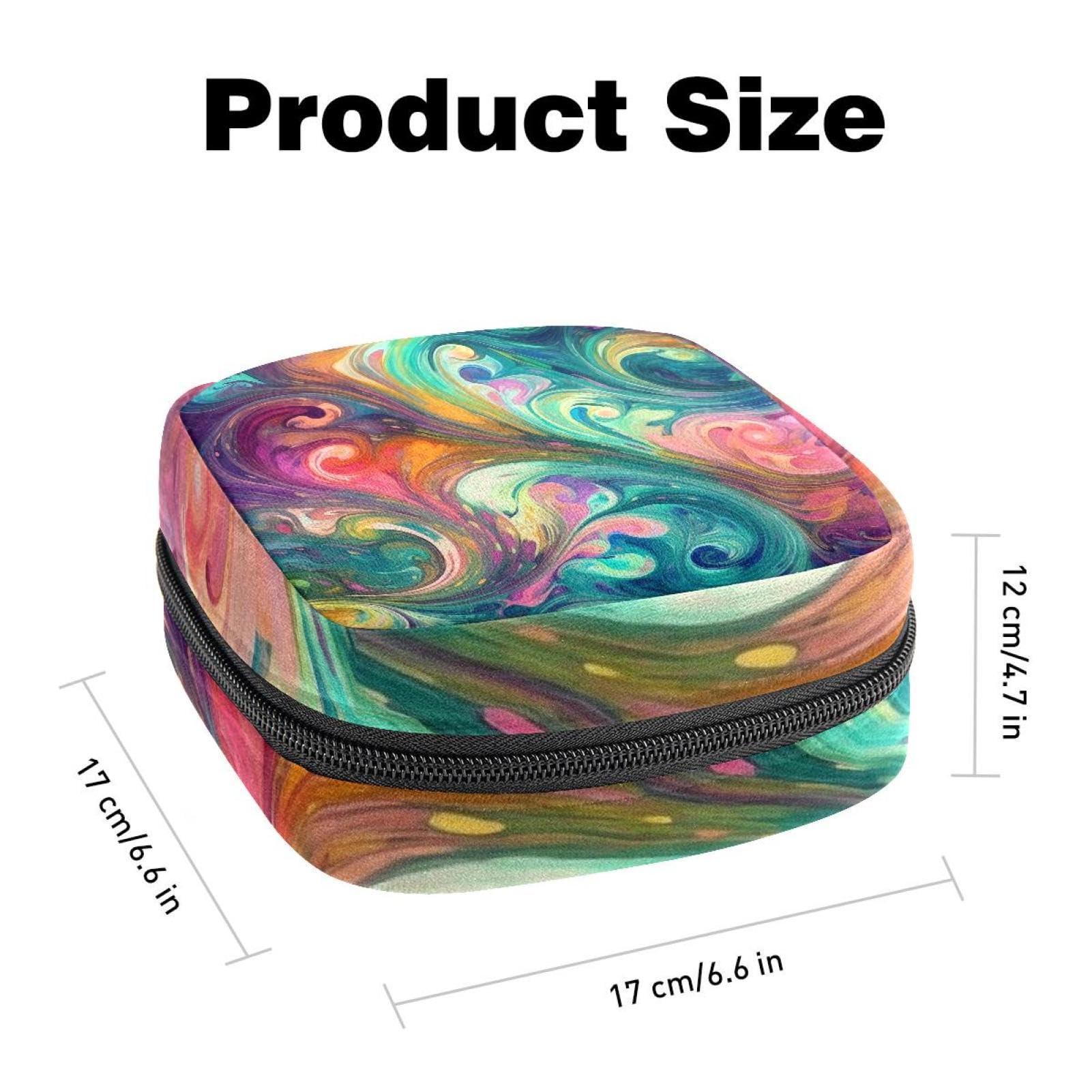 Period Bags for School, Sanitary Napkin Storage Bag for Feminine Pads, Streamer Abstract Marble Texture Ladies Menstrual Cup Pouch Sanitary Pads Organizer