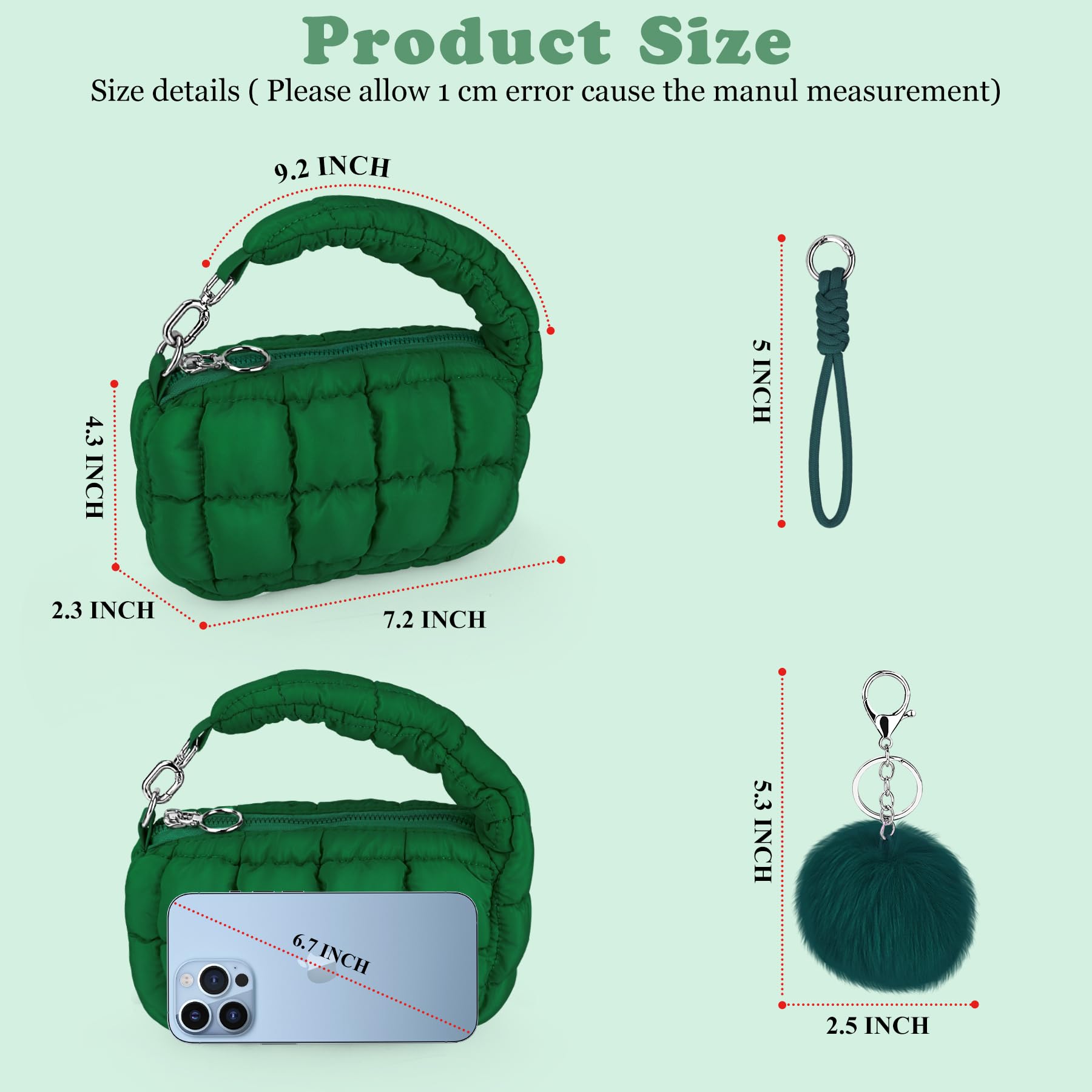 Aatacas Women Quilted Wristlet Bag Puffer Handbags Purse