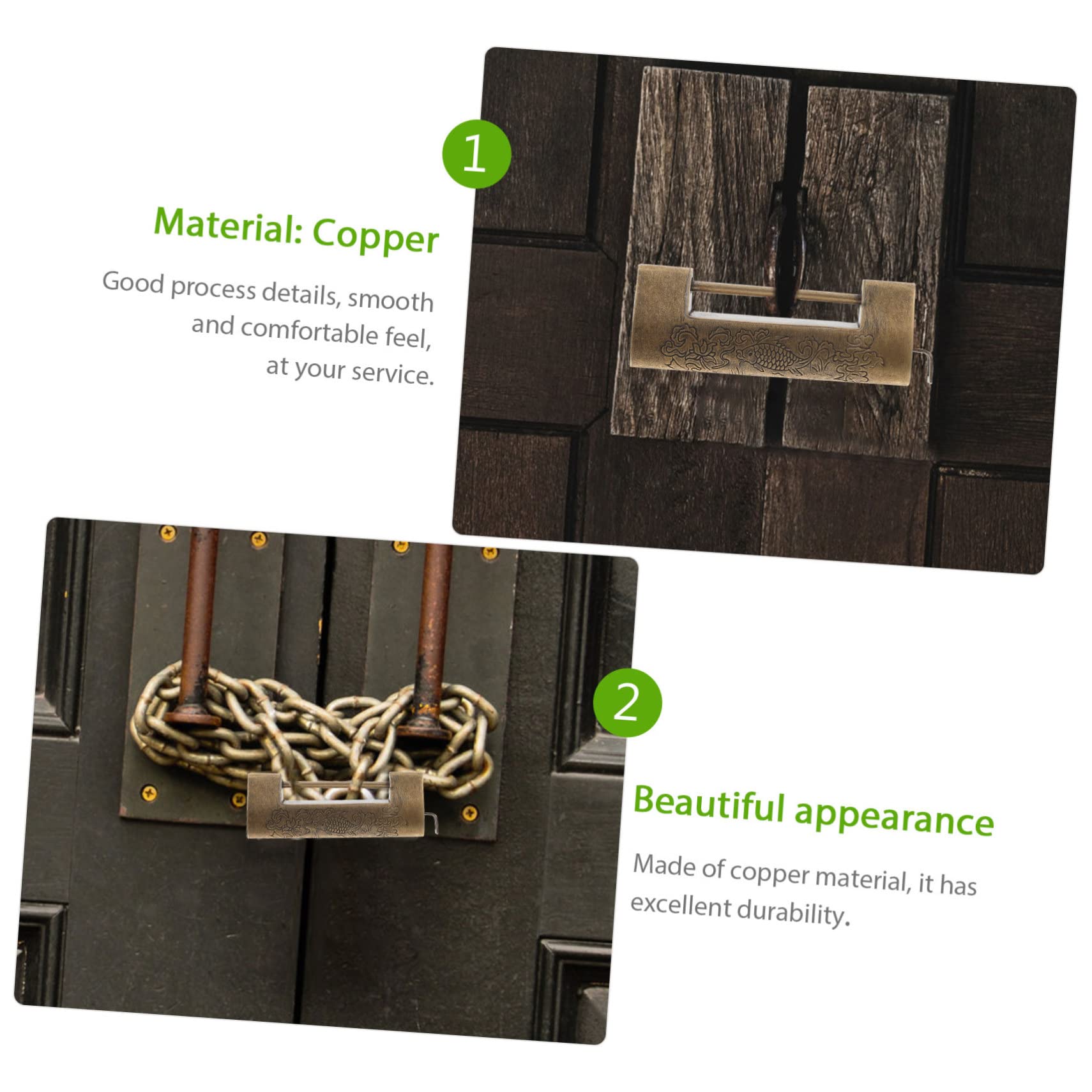 Hemobllo 3sätze Vintage Engraved Padlock Aus Antikes Holzbox-vorhängeschloss Retro-design Mit Traditionellen Chinesischen Mustern Für Schmuckschatullen