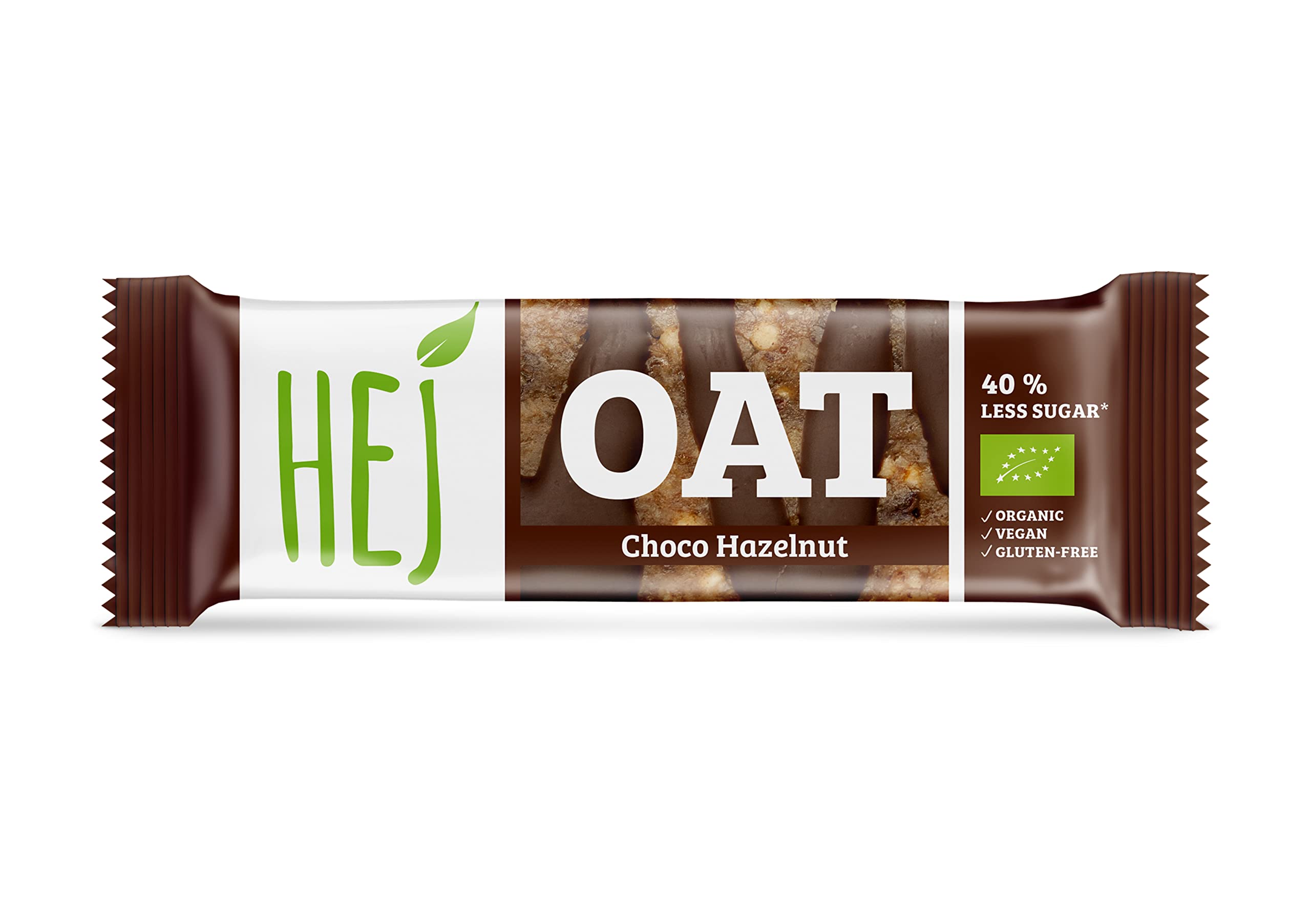 HEJ Oat Vollkorn-Hafer-Riegel - Bio-Müsliriegel mit Haselnuss, Schokolade & Nussmus - Veganer Snack - Energieriegel - Glutenfrei - Choco Hazelnut 12 x 45 g