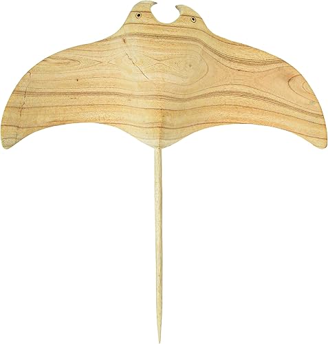 Zeckos Escultura para colgar en la pared de madera tallada a mano de 22 pulgadas manta costera raya decoración del hogar