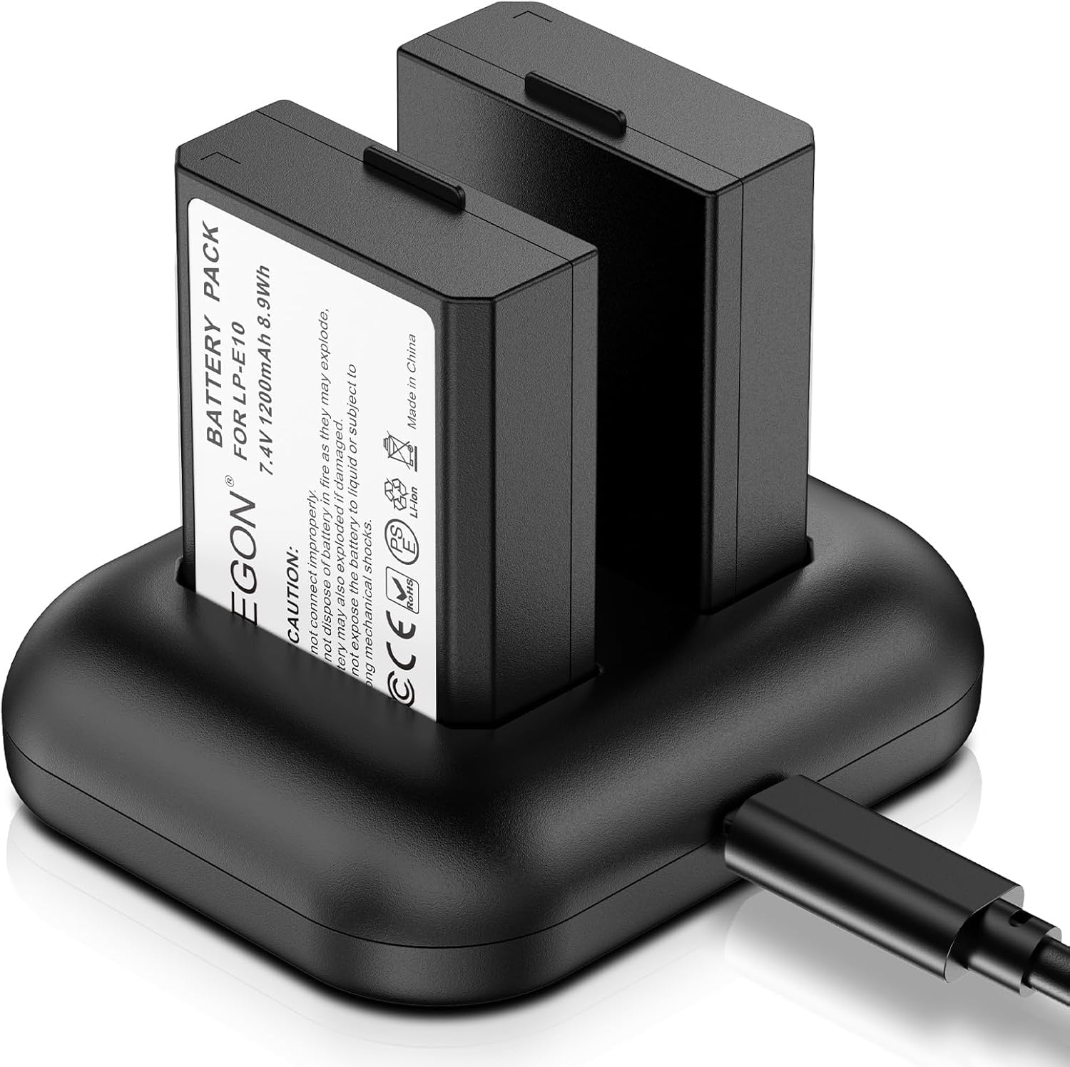 ENEGON LP-E10 Replacement Battery (2-Pack) and Rapid Dual Charger for Canon LP-E10 and Canon EOS Rebel T3, T5, T6, Kiss X50, Kiss X70, EOS 1100D, EOS 1200D, EOS 1300D...(100% Compatible with Original)