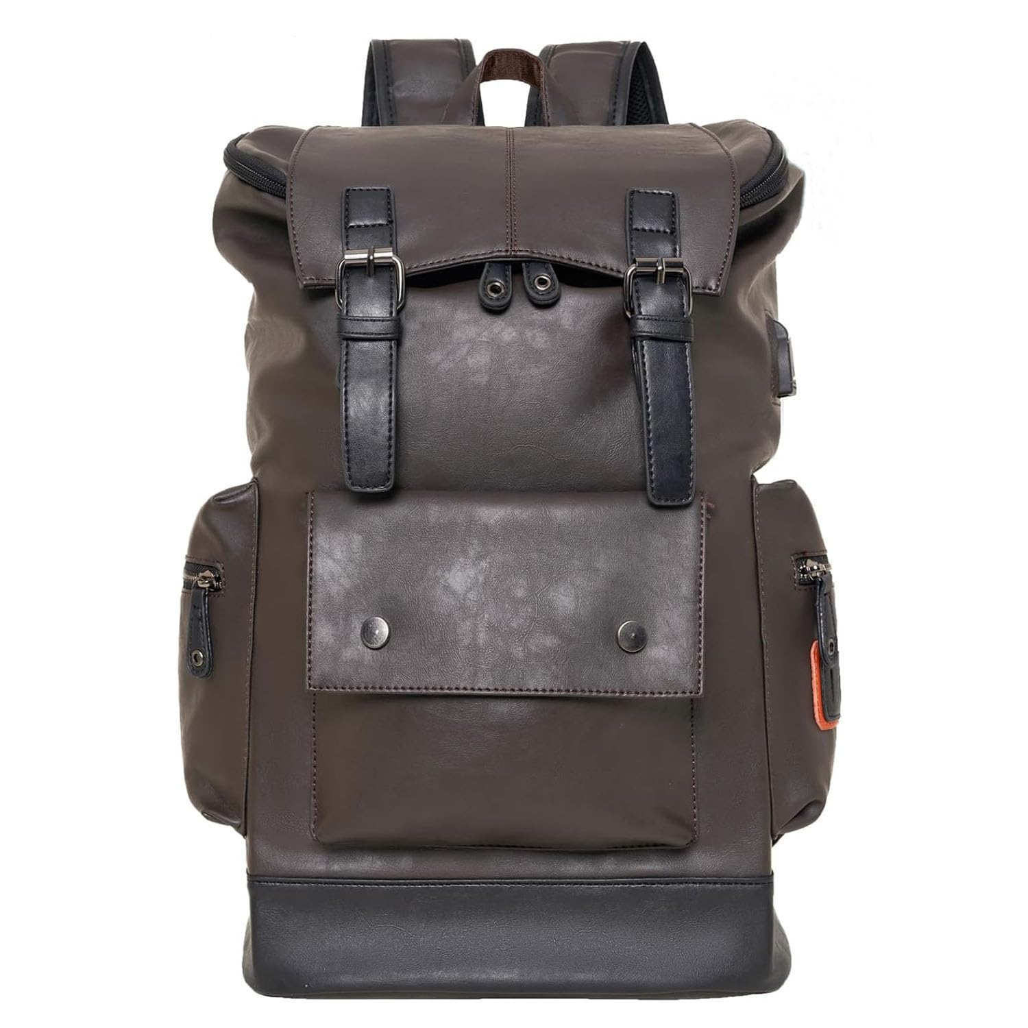 Chao Ran Leather Laptop Backpack Vintage Work Knapsack Large