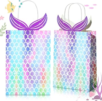 Chinco 10 Pcs Mermaid Gift Bags Party Favors Girls Birthday Decorations