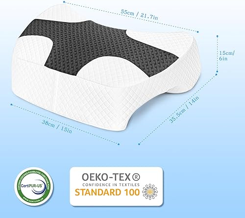 Vista 7 de Almohada para dormir de lado con orificio para el brazo, sistema de alivio de hombros, almohada de brazo para dolor de cuello y hombros, espuma