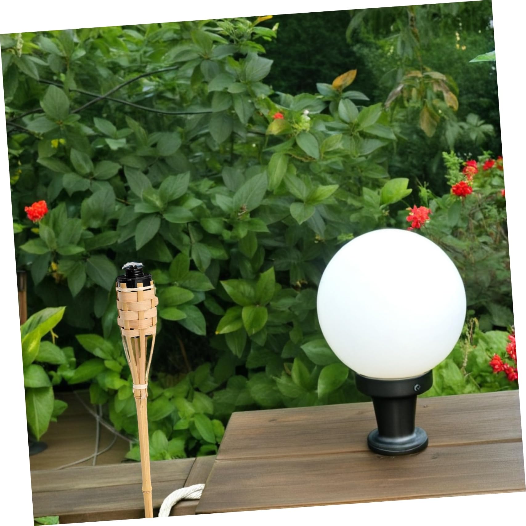 Antorcha de Bambú para Exteriores Beige, 4 Piezas, Iluminación