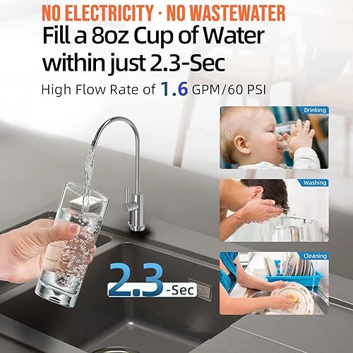 Miniatura 4 de Filtro de agua para debajo del fregadero, ultra filtración multietapa para Baçtria, reducción de cloro y olor, 9K Gal2 años, fácil instalación con