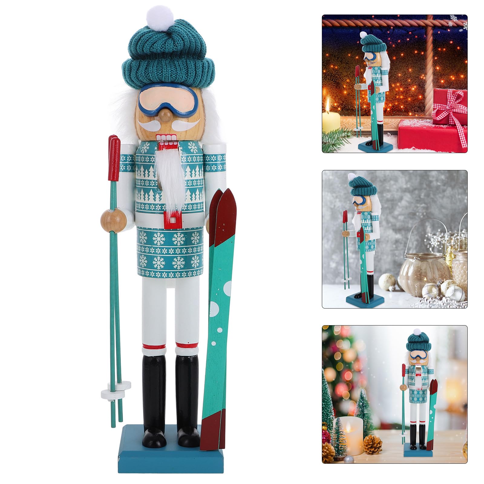 Ciieeo Decoración Navideña De Madera Marioneta Papá Noel para Fiesta Adorno Festivo para Interiores Y Exteriores Estilo Adorable Y Duradero para Jardines Y Salones