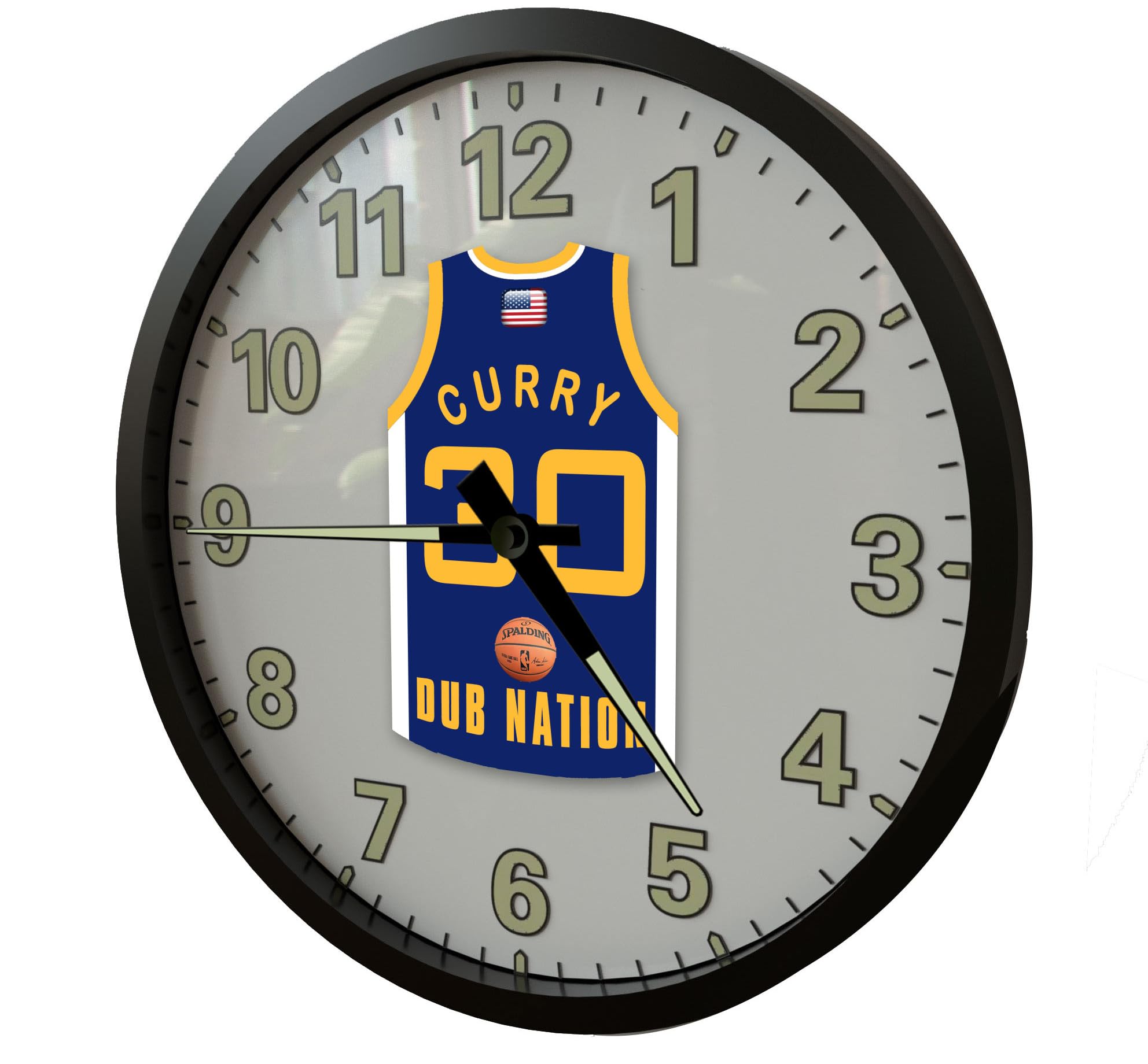 STEPH CURRY GOLDEN STATE BASKETBALL TEAM GIFTS - SUPERSTARS EDITION GLOW IN THE DARK WARRIORS BASKETBALL WALL CLOCK - TWO SIZES AVAI;ABLE (25cm Wall Clock)