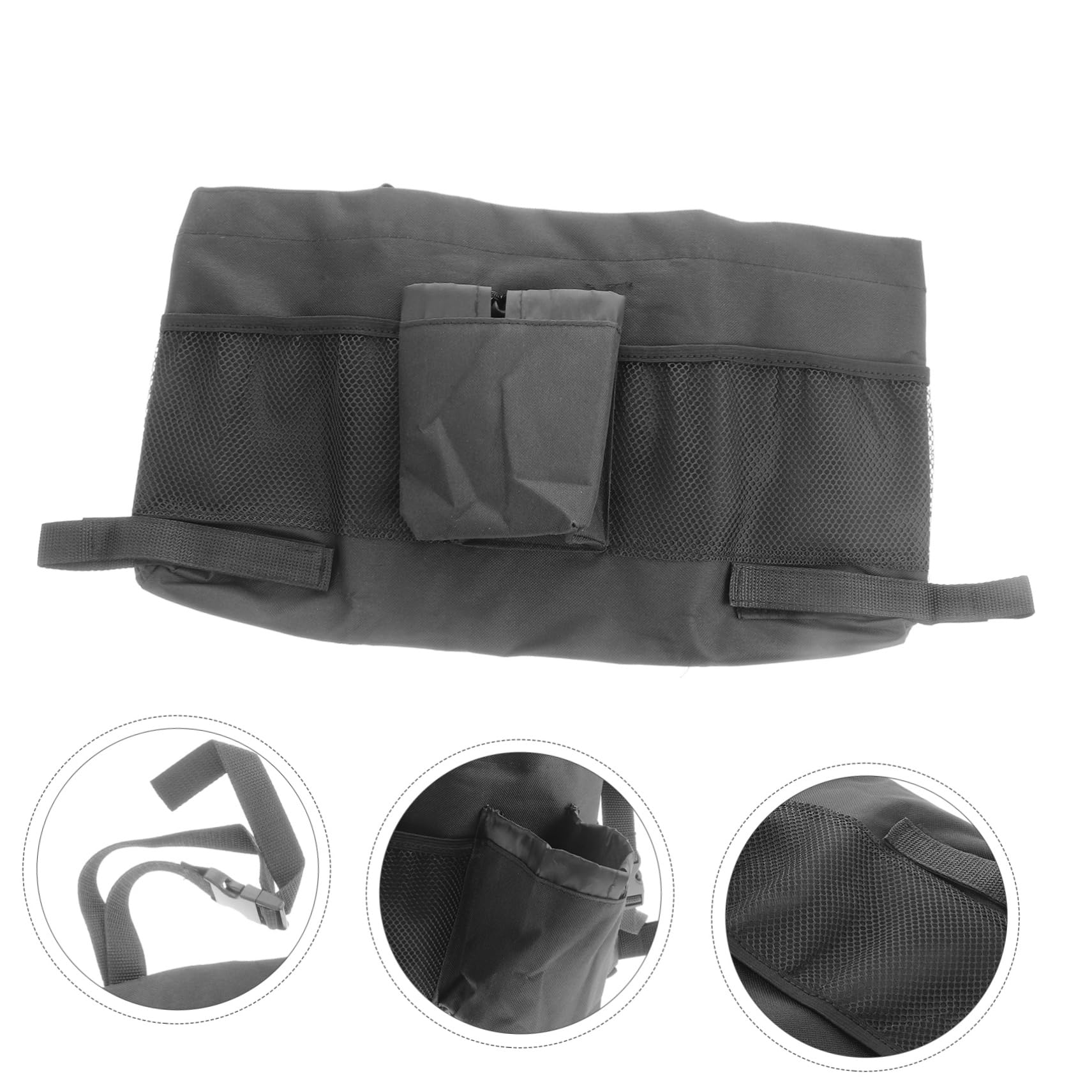 Bolsa Colgante para Andador de Tela Oxford Negra, Gran Capacidad | Ligera y Fácil de Transportar, Práctica para Compras y Salidas al Aire Libre