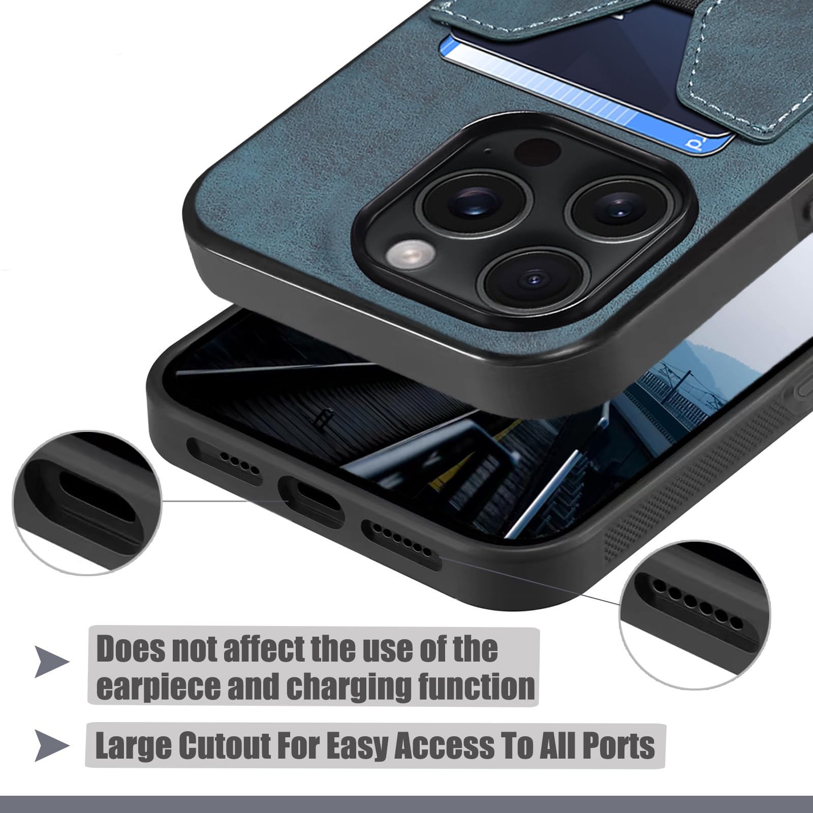 Kowauri Wallet Case For IPhone 16 Pro Max, Zipper Purse Folio Leather Wallet With Card Holder Wrist Strap Detachable Magnetic Shockproof Protective Back Case For IPhone 16 Pro Max 6.9 Inch