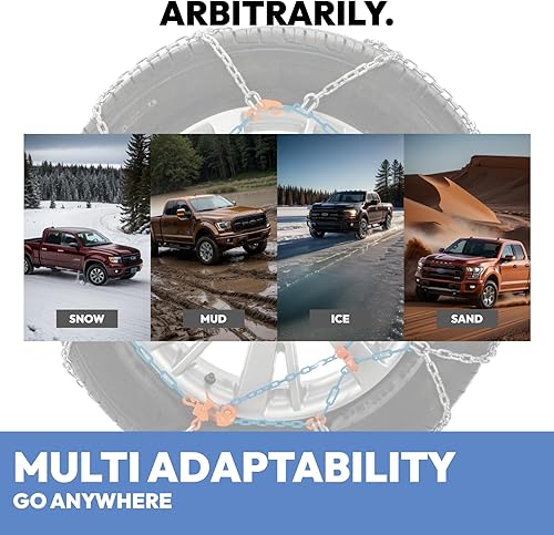 Miniatura 6 de SNOCATENA Cadenas de nieve para coche, SUV, camión y camioneta, cadenas de neumáticos de emergencia universales, juego de 2