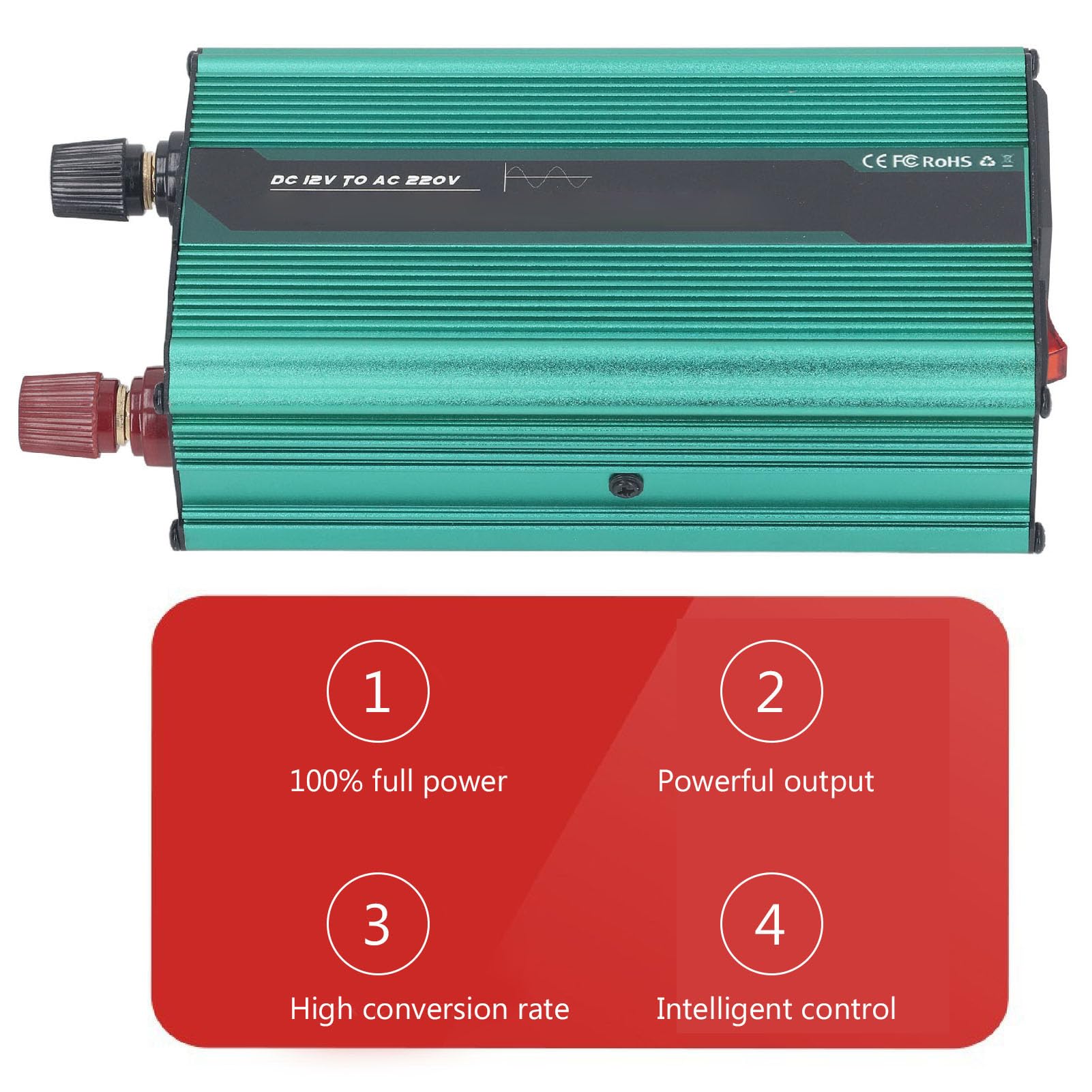Inversor de Onda Sinusoidal Pura, Alta Eficiencia de Conversión, 12 V CC a 220 V CA, Inversor de Onda Sinusoidal Pura, Buena Conductividad Térmica, Inteligente para Automóviles