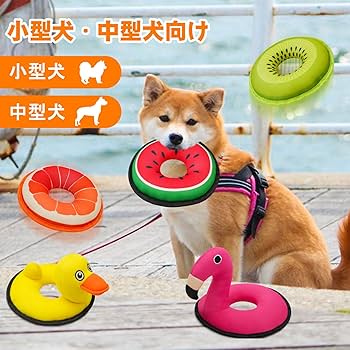 Amazon | Pawplusee 犬おもちゃ 浮遊 きしむ音付き 水泳リング型