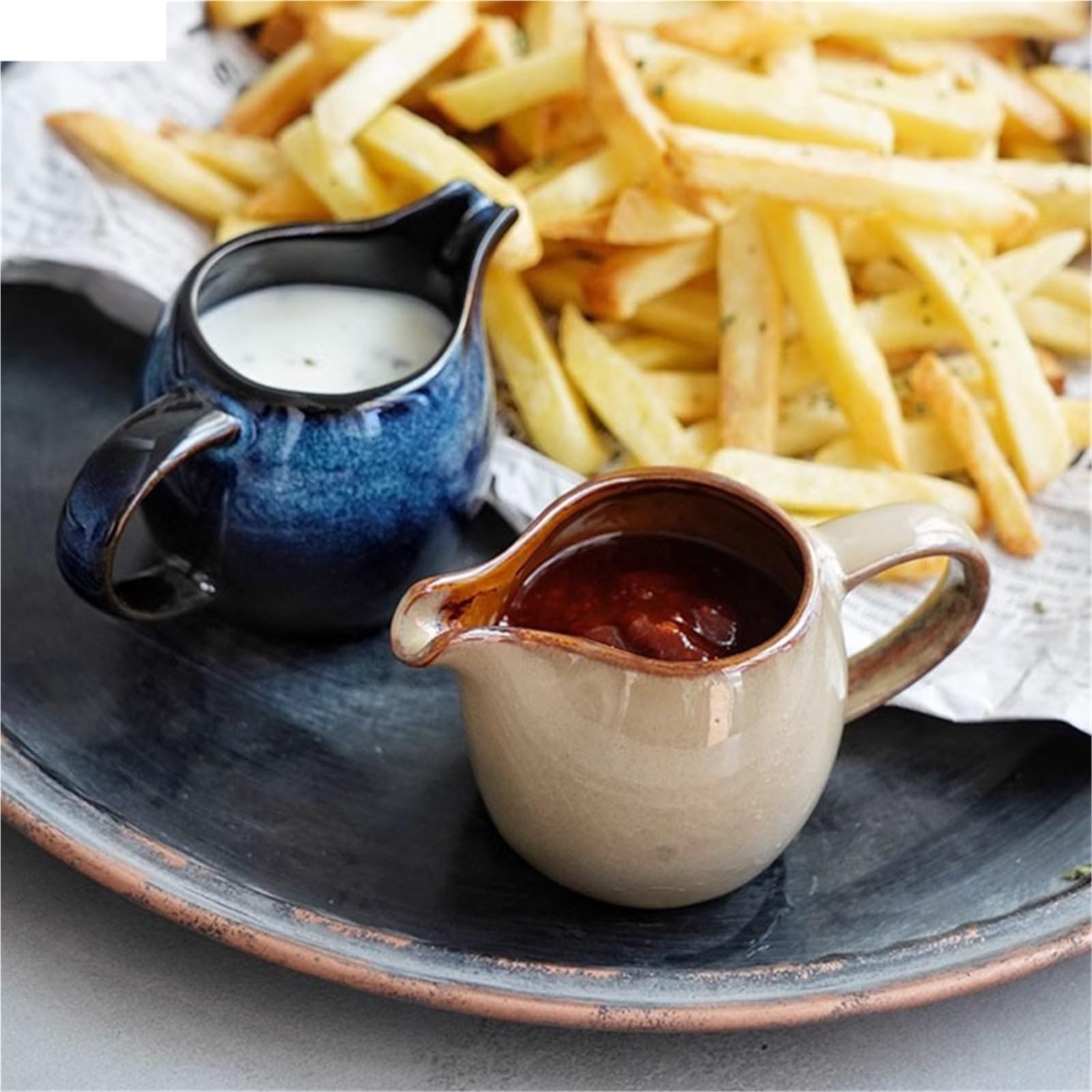 Ensemble de 2 pièces en céramique avec poignée : Pot à Lait, saucière, Tasse à Eau, pichet, crémier, Pot à café, Pot à Sucre, Sauce, etc. Idéal pour la Cuisine et Les Plats à Condiments.