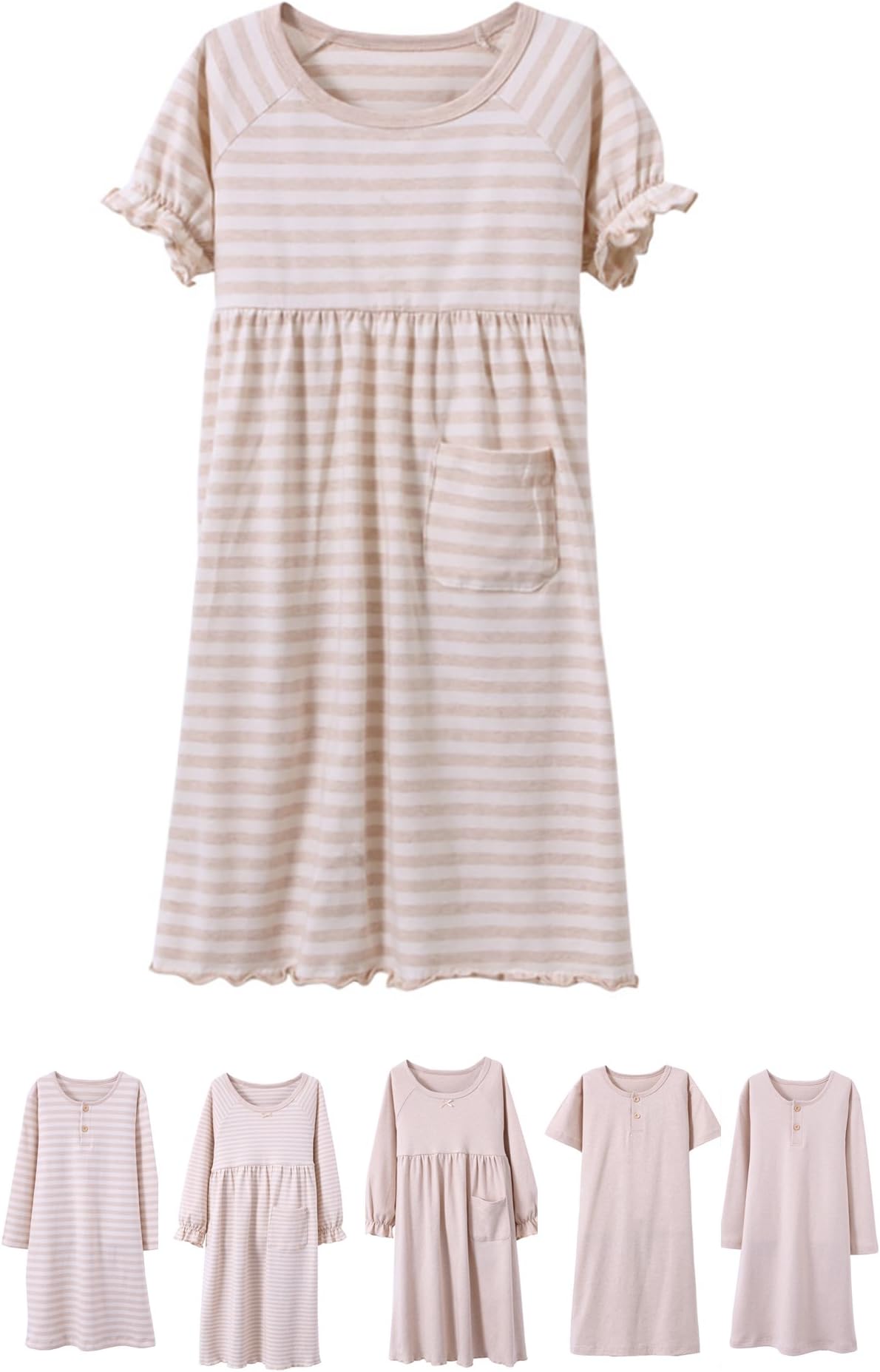 Abalacoco Girls Kids Cotton Nightgown Sleepwear Dress Soft Home Dress Summer Autumn Short Long Sleeve Soft Wear 4-12T