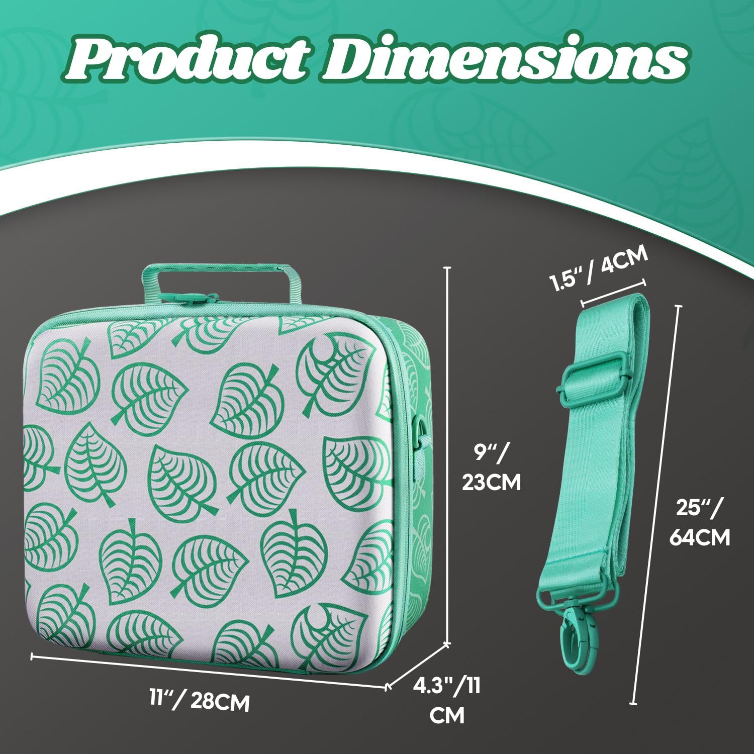 TNP - Custodia per trasporto portatile 2 in 1 per Switch New Horizon Animal Leaf Crossing, custodia rigida in materiale EVA per viaggiatori Deluxe, controller Joy-Con, titolari di carte da gioco