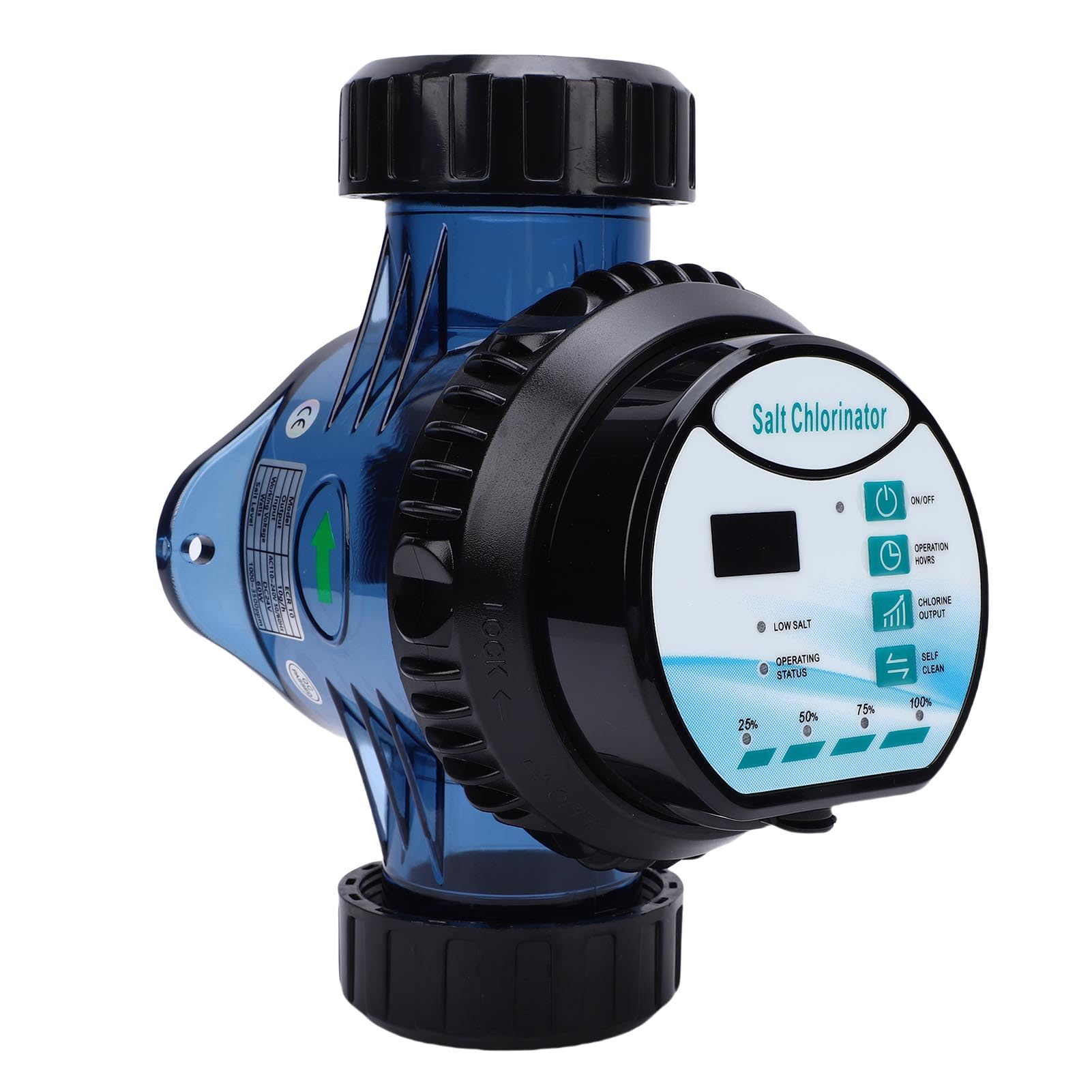 VGEBY Chlorator Słonowodny Inteligentny System Sterowania solą basenową z Samoczyszczącymi Płytkami Ti 10 G H Regulowana Moc Wyjściowa Cl dla Basenów Wanny z Hydromasażem Spa do 45 000 Litrów