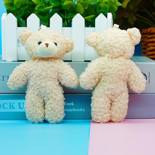 Miniatura 5 de YJUBAOA Juego de 12 osos de peluche blancos en miniatura, 4.7 pulgadas de peluche con etiqueta de Navidad y bolsa de organza blanca de Navidad para