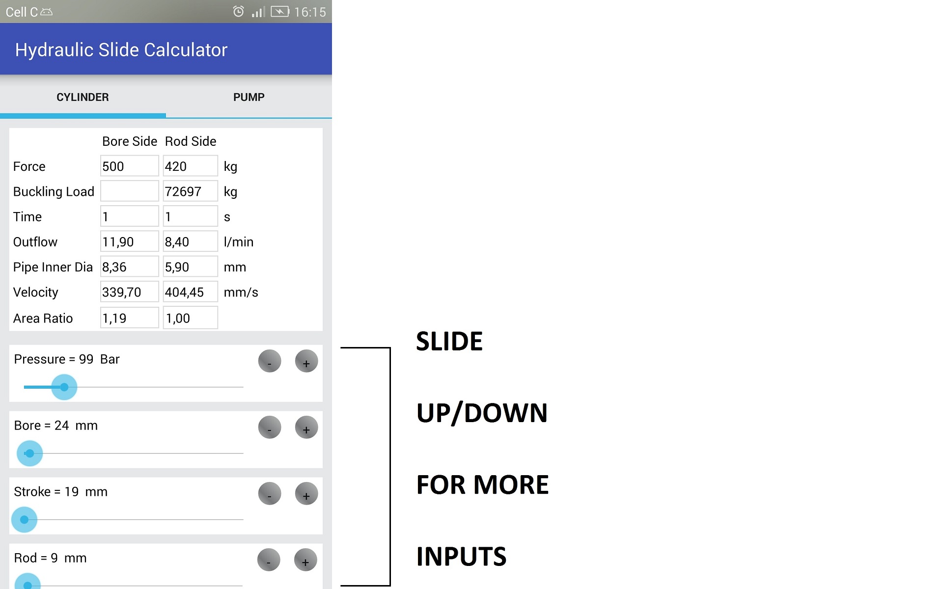 Hydraulic Slide Calculator App on Amazon Appstore