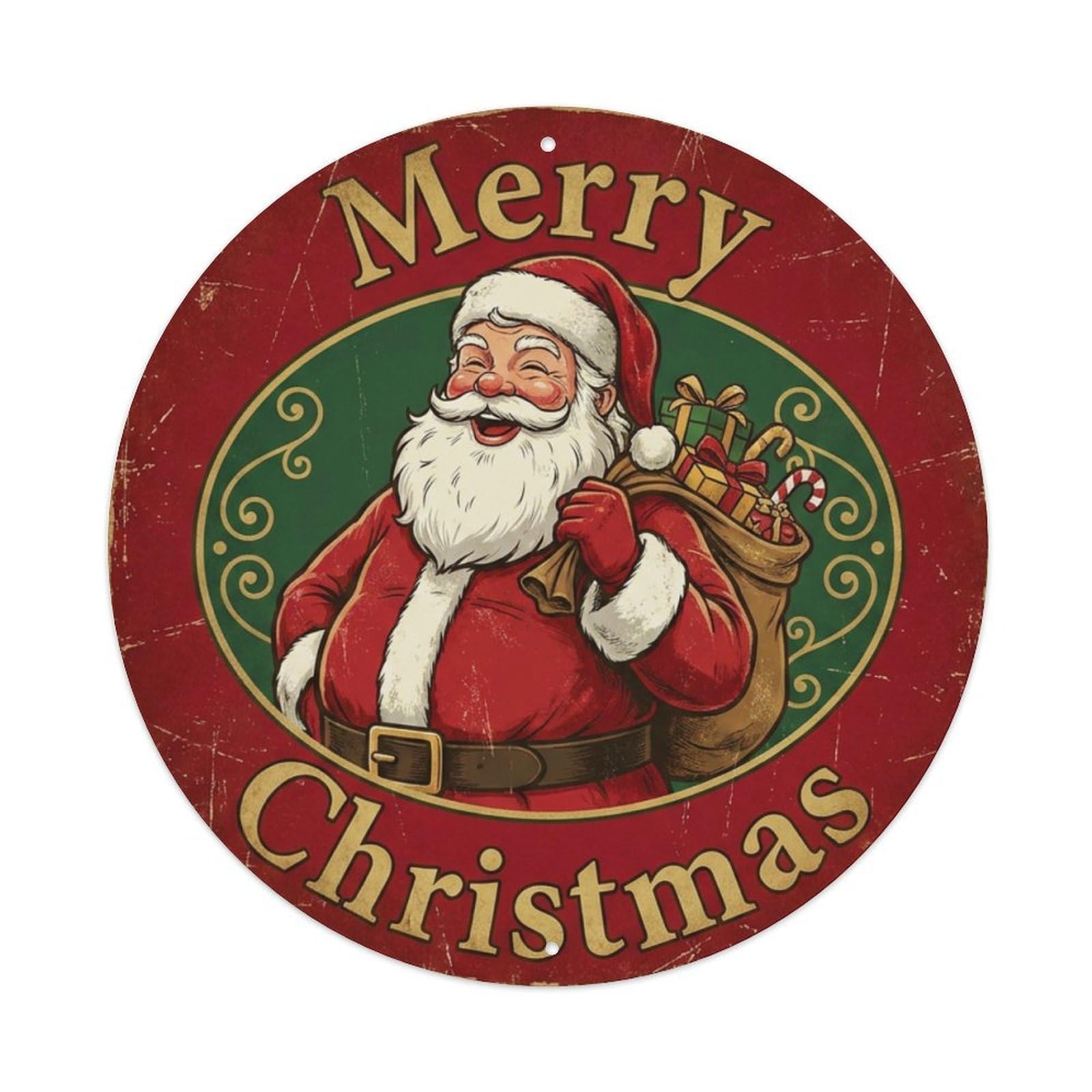 Merry Christmas Jolly Santa Claus Metal Tin Sign
