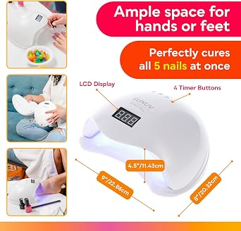 SUNUV SUN5 Plus UV LED Nail Lamp with Top Coat Base Coat Set