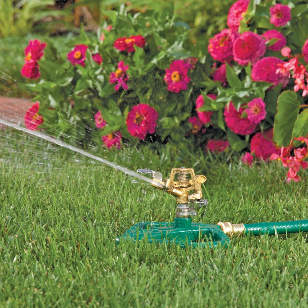 Melnor Impact Lawn Sprinkler, Metal Head & Metal Sled, Adjustable Angle and Distance, Waters Up to 85’ Diameter Circle
