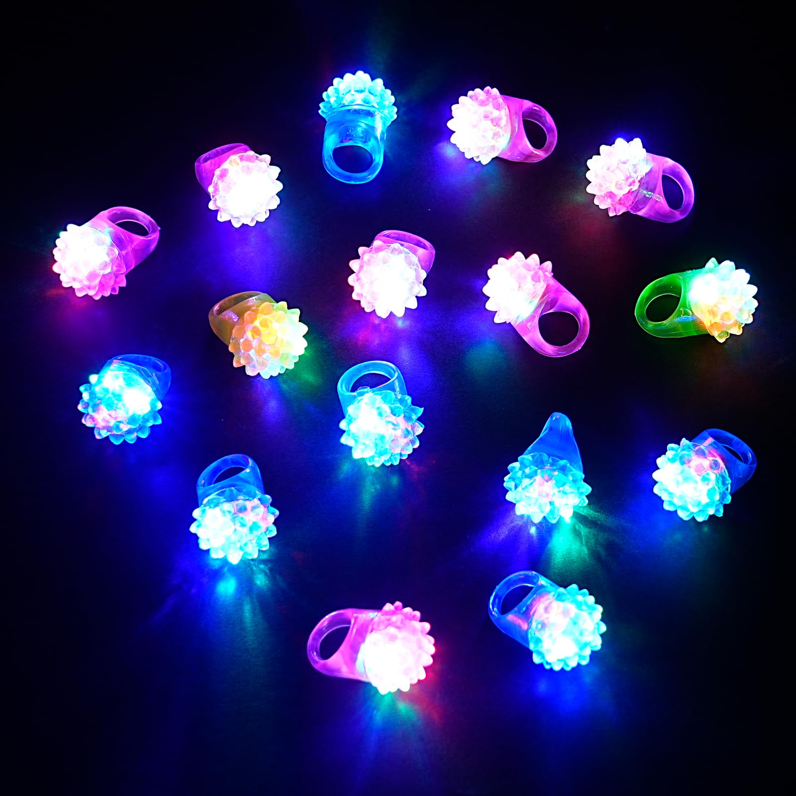 20 anelli luminosi a LED in gelatina – Luci lampeggianti per dita, giocattoli fosforescenti per compleanni, feste di Natale, premi in classe, regali, Gomma