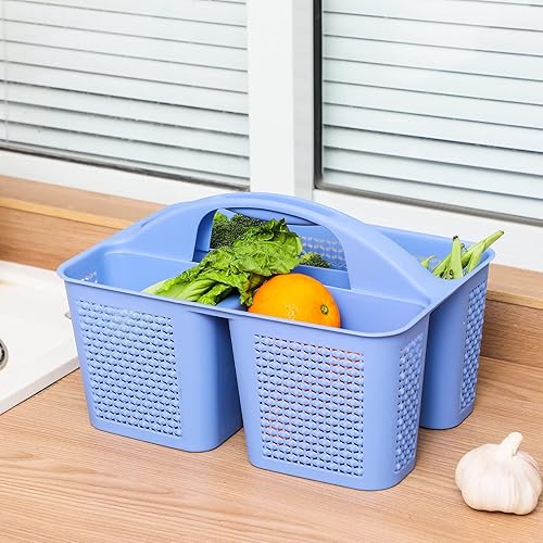 Miniatura 9 de UUJOLY Cesta de ducha portátil de plástico, cesta de ducha de limpieza con compartimentos de asa, cesta de almacenamiento organizadora para baño,