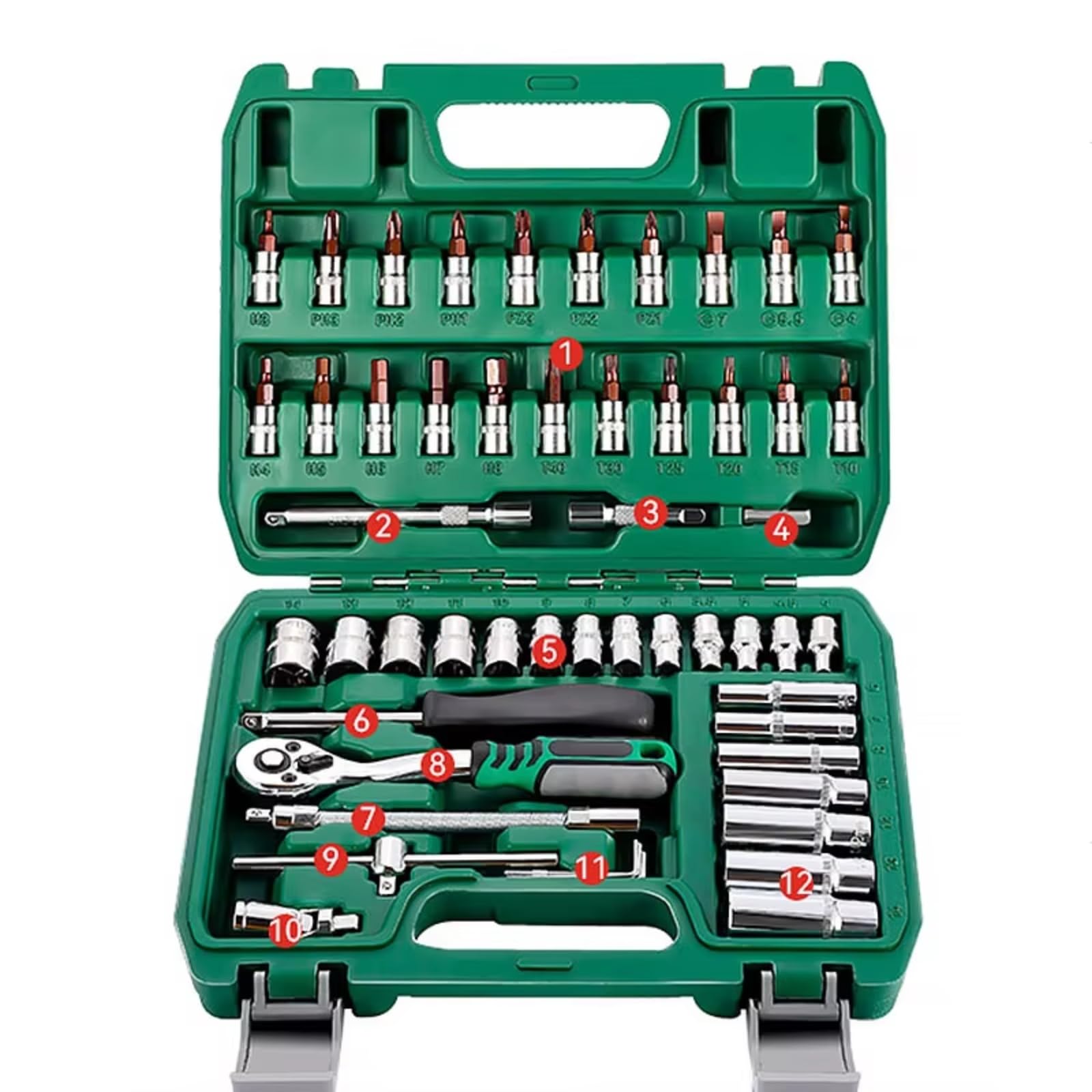 Maletín herramientas multiusos Juego De Llaves De Trinquete De 53 Uds. Enchufes De Trinquete Reversibles Kit De Reparación De Automóviles Para El Hogar Herramientas Manuales