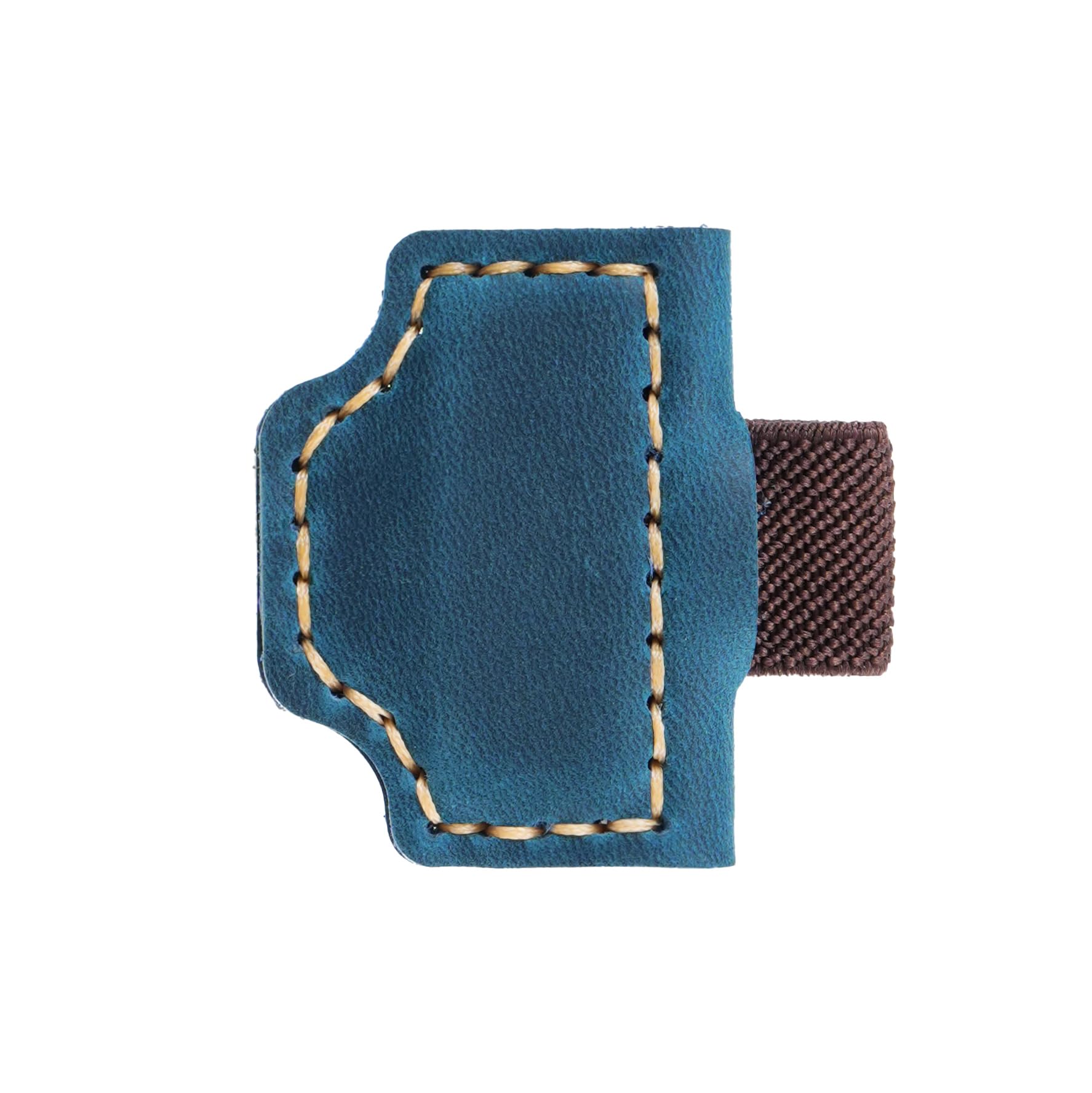 AIGUONIU Genuine Top-Grain Leather Magnetic Bookmark & Pen Holder – Vintage Crazy Horse Leather with Strong Magnet, Handmade Retro Magnetic Pen Clip (Blue)