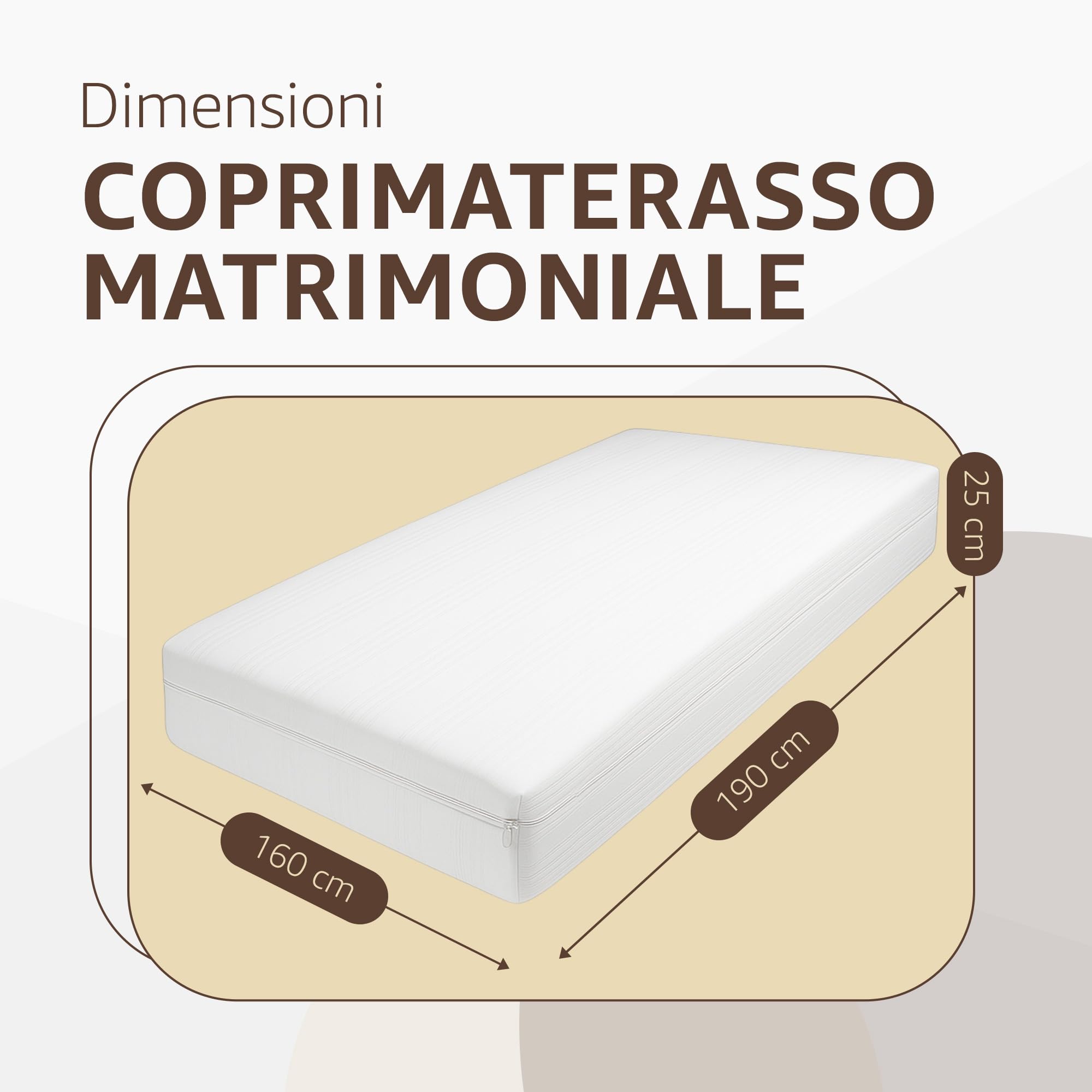 SONIT - Coprimaterasso Matrimoniale in Cotone con Cerniera 160x190x25 cm - Antiacaro, Anallergico e Traspirante