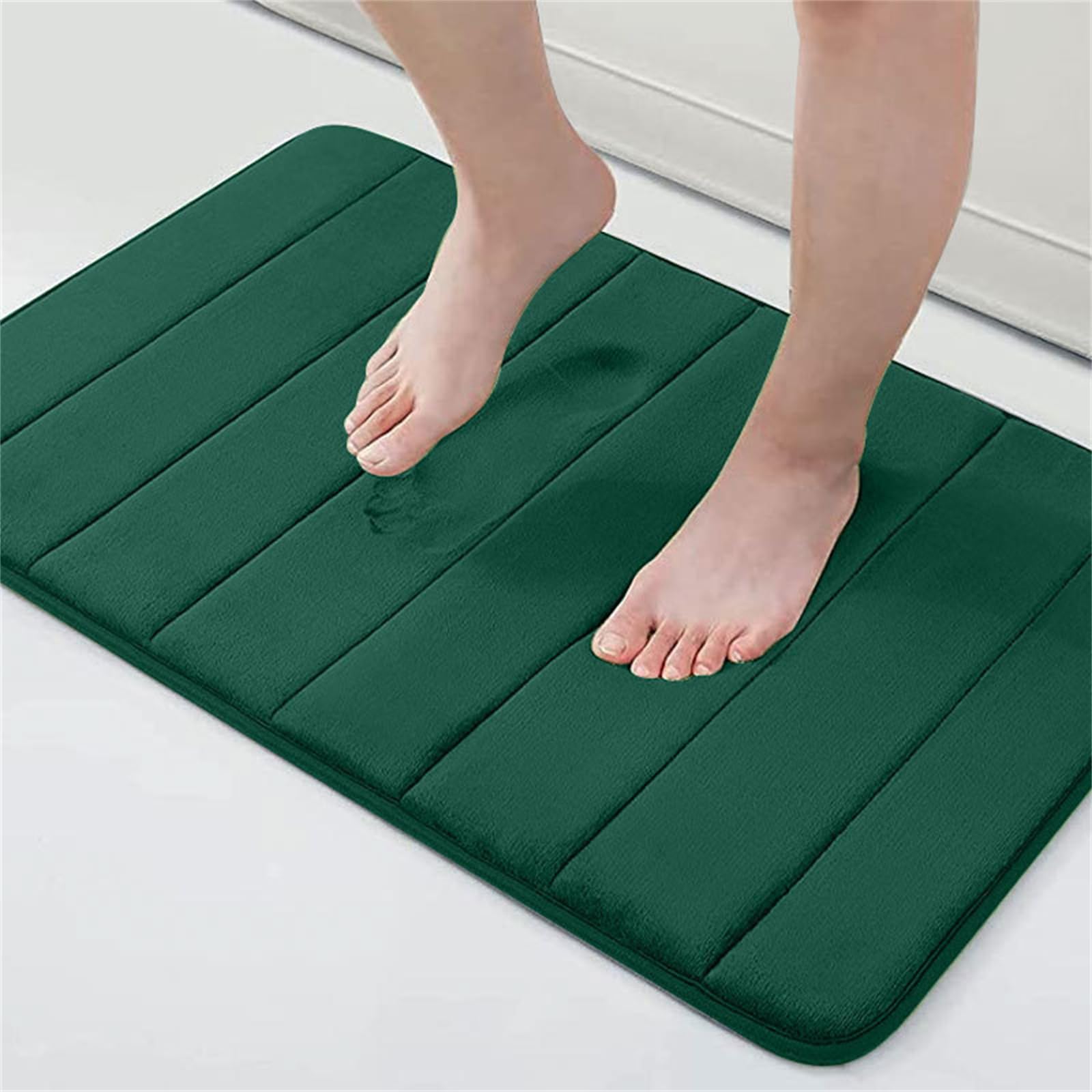Set di tappeti da bagno in memory foam, di lusso, verde scuro, morbidi, antiscivolo, per vasca da bagno, doccia, tappeti assorbenti e spessi, 2 pezzi (40 x 60 cm)