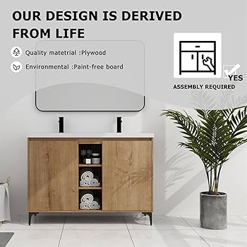 Amazon.com: SSLine 48-Inch Bathroom Vanity with Double Sink