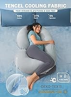 Vista 2 de INSEN Almohada refrescante de embarazo, almohada de maternidad con funda suave de Tencel, en forma de C para mujeres embarazadas y dormir de lado