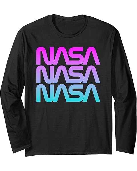 70s 80s Retro Vintage NASA Worm Retro NASA Pastel gradient Long Sleeve T-Shirt