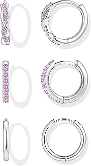 Inerney Gold Huggie Hoop Earrings Set for Women, Dainty Small Sterling Silver Earring Stacks Hypoallergenic Jewelry for Multiple Piercings, Trendy Twisted Cute Cartilage Hoops Birthstone Gift 3 Pairs