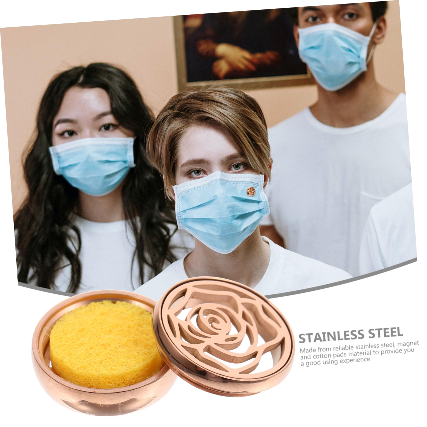 SOLUSTRE 5sätze Mini Aromatherapie Diffuser Clip Für Masken Tragbarer Duftbuckle Mit Baumwollpads Roségold Für Entspannende Atemtherapie Unterwegs