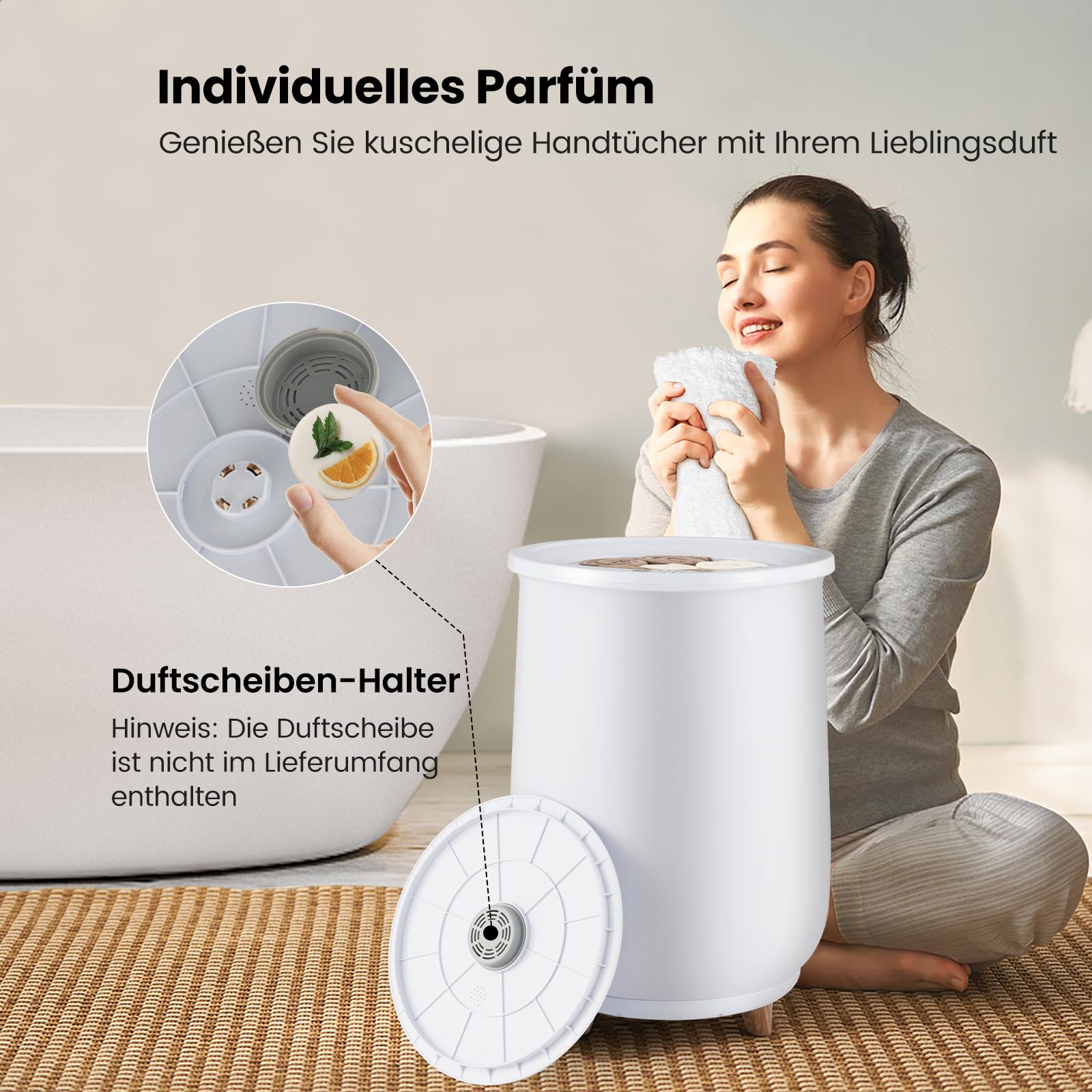 COSTWAY Handdoekverwarmer Emmer 20 Liter - Wit Met LED, Timer En 130°C Voor Heerlijk Warme Handdoeken