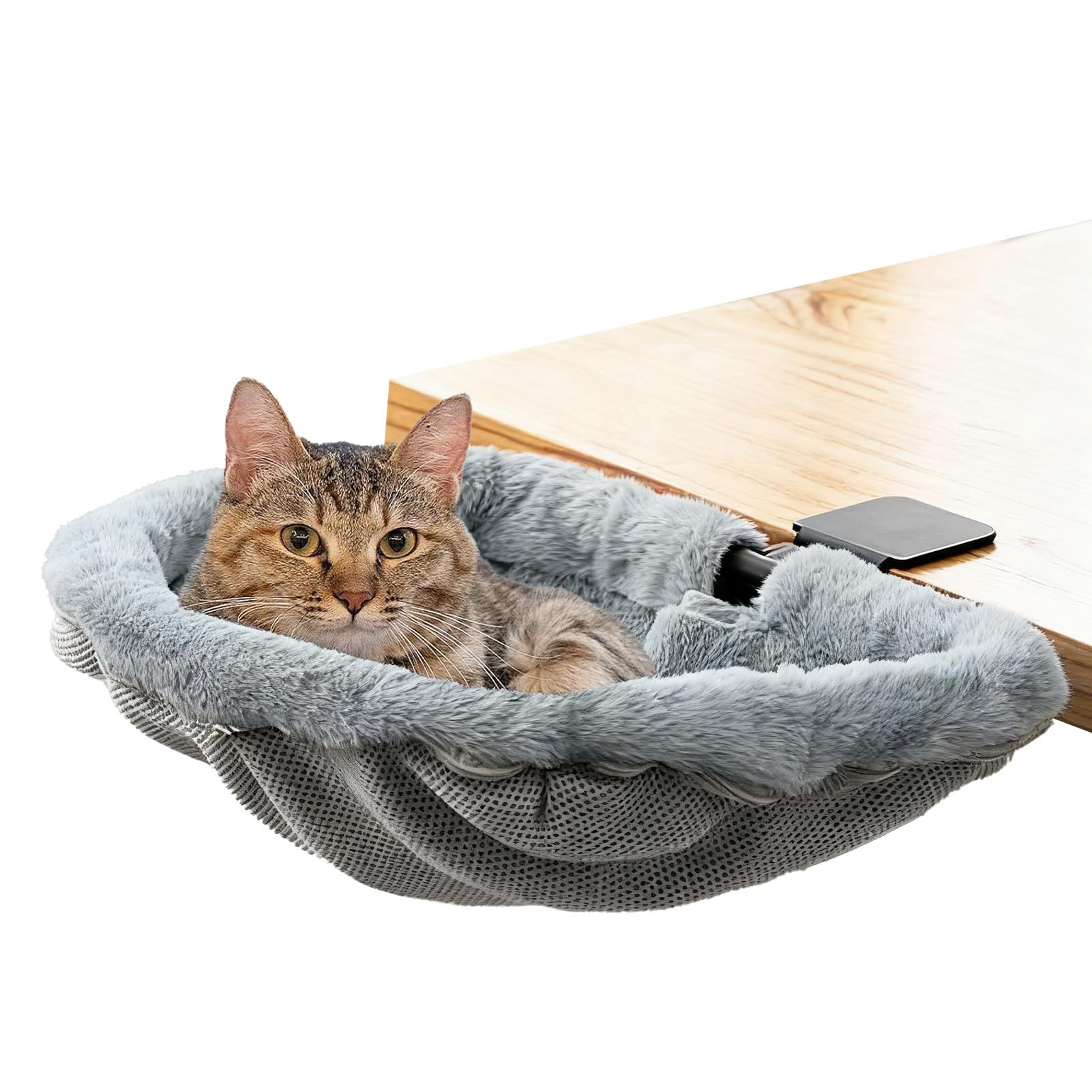 Cama para gatos para escritorio: tumbona de escritorio elevada para mascotas, de cojín, hamaca de mesa, lugar elevado para dormir, almohadilla de descanso de escritorio de oficina