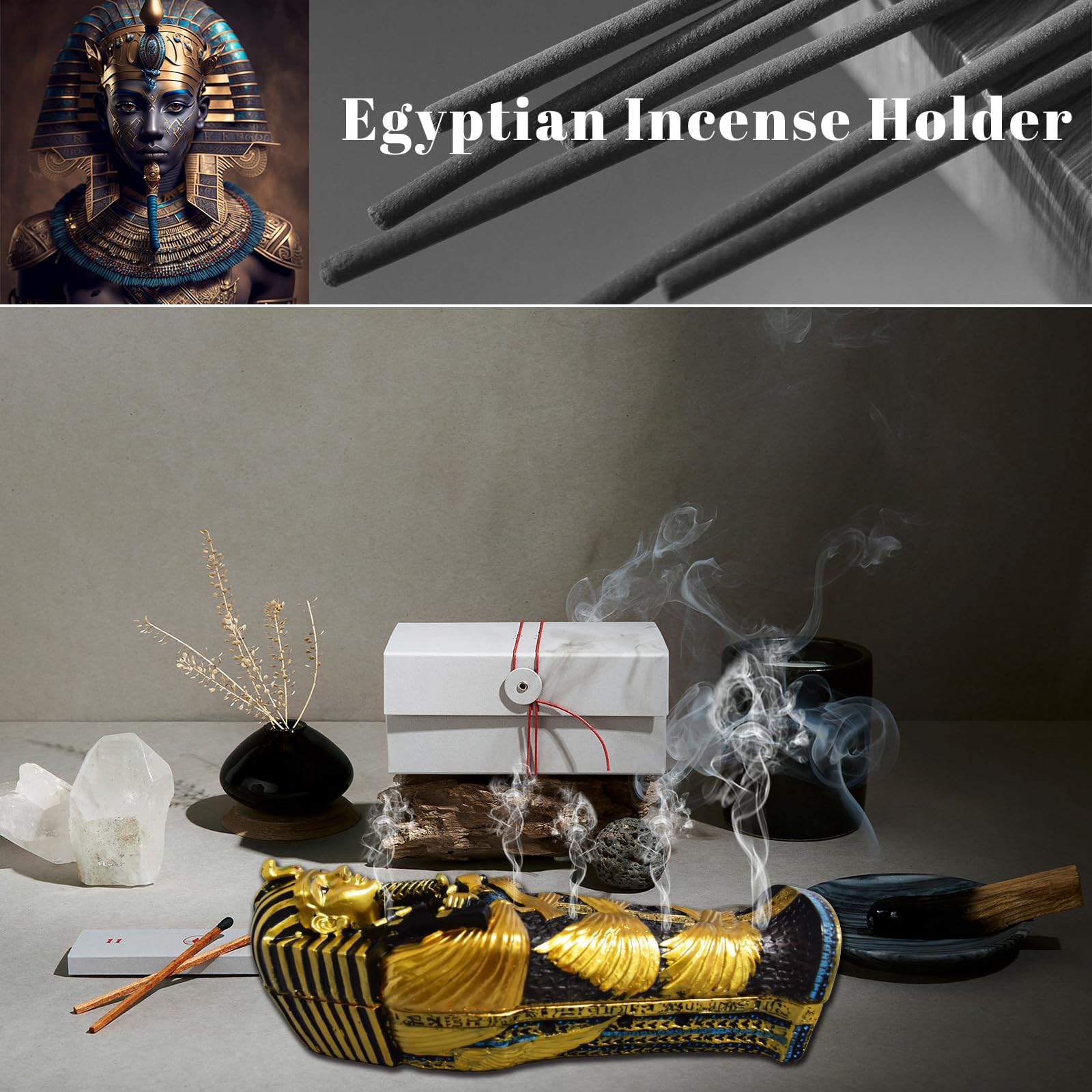 Amazon｜AOKDEER エジプト 線香ホルダー TUT 棺桶 インセンス
