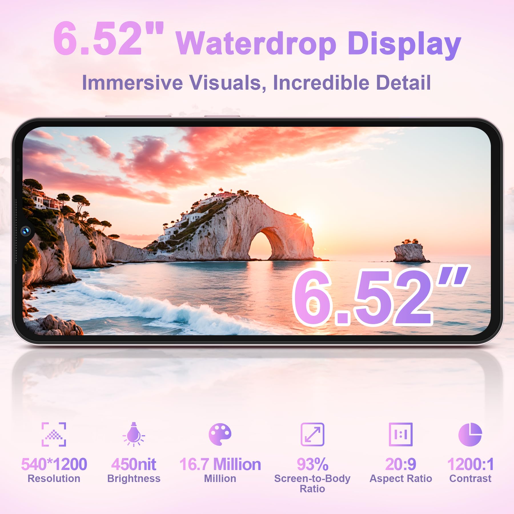 OUKITEL C3 Smartphone, 16GB+64GB/ 1TB Telefono Cellulare, 6.52" HD+ Cellulari e Smartphone, 5000mAh Cellulare Android, 13MP+5MP Telefoni Cellulari, Dual 4G SIM/Face ID/OTG/GPS/ 3.5mm Jack