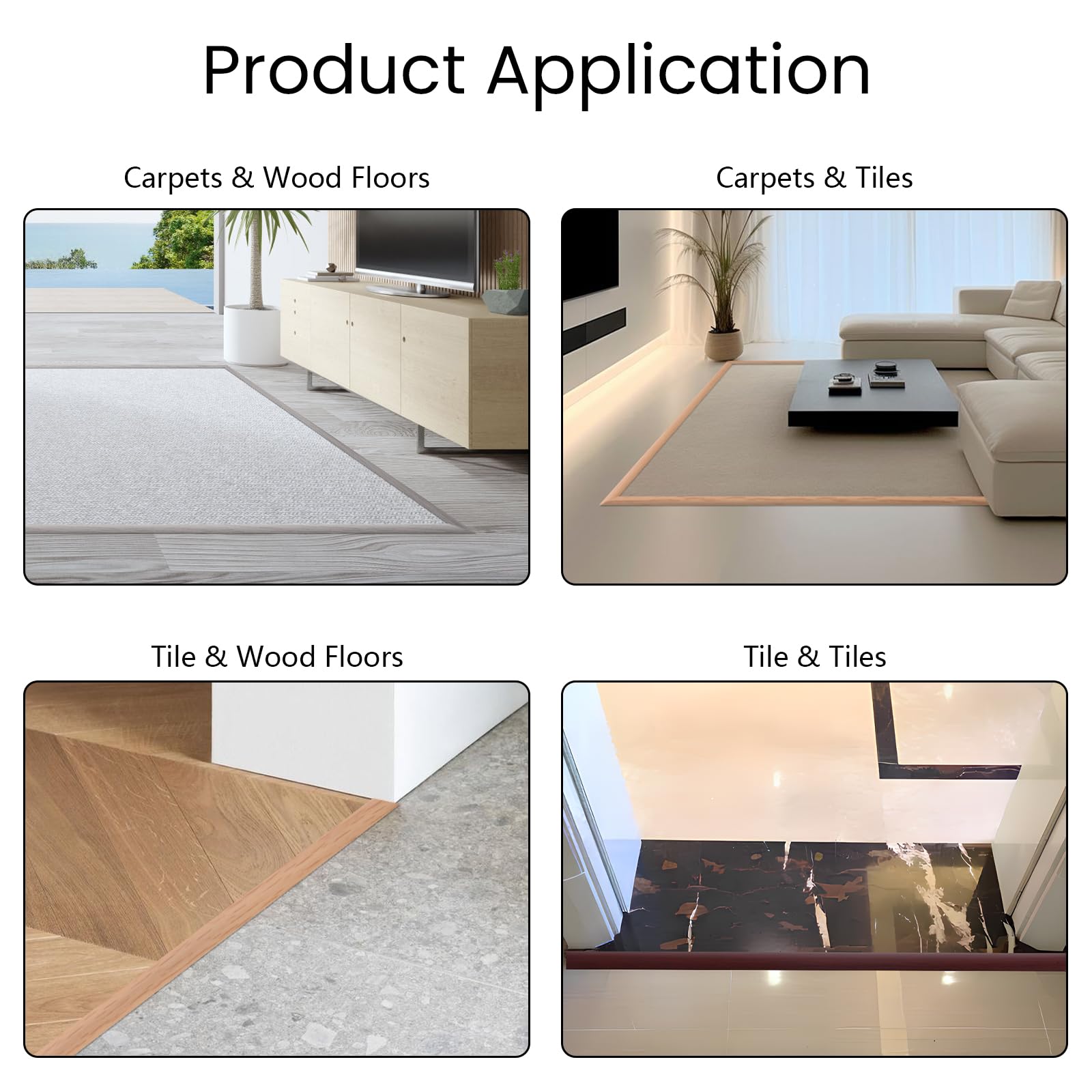 Tiras autoadhesivas de transición de suelo de 2 m, adhesivo fuerte, ideal para umbrales de alfombras, laminados y azulejos, puertas y bordes (5 mm, marrón claro)
