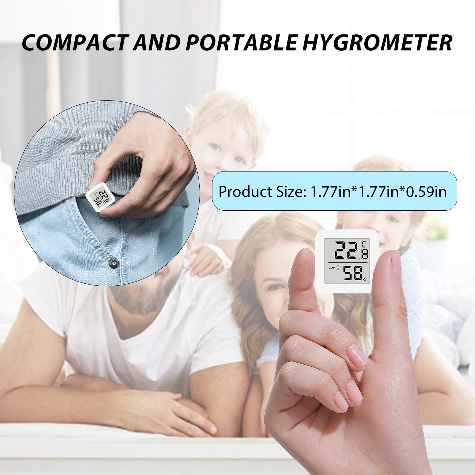 Thermomètre Hygromètre Intérieur Digital -10°C à 70°C Haute Précision 6 Pièces