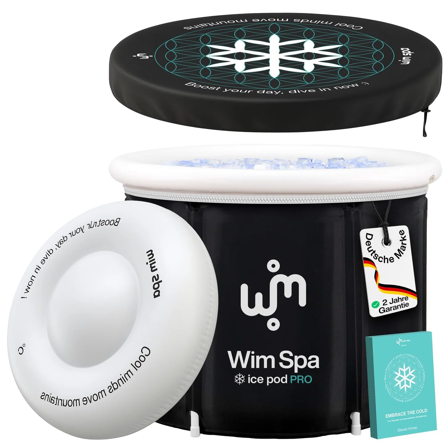 Wim Spa Ice Pod Pro (90 x 75 cm) [The Original Since 2015] Foldable Insulated Ice Bath with ThermoDome, Cover, Thermometer, eBook and Much More - Mobile Cold Therapy Bath for Outdoor & Indoor Use